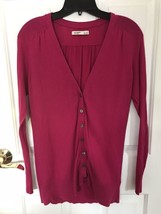 Old Navy Long Sleeved Button Down Cardigan Sweater Women&#39;s Medium Magenta Pink - £12.46 GBP