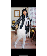 New Designer MSGM Womens Black  Cream White Goat Fur Jacket, Coat Sz  IT 40 - £1,565.86 GBP