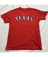 Majestic Mens T-Shirt Red MLB Texas Ranger Elvis Andrus Embroidered Crew... - £13.24 GBP