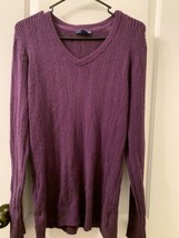 Basic Editions Women&#39;s Purple Casual Sweater  V-Neck Size Large  - £23.87 GBP