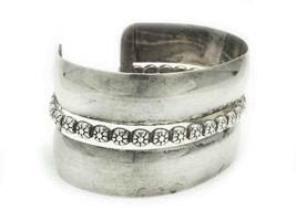 Native American CWJ Signed Cuff Bracelet Sterling Silver 85.6 Grams - £318.20 GBP