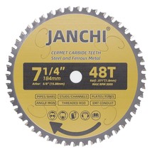 7-1/4 Inch 48T Cermet Carbide Circular Saw Blade For Dry Cuts Variety Of... - £26.88 GBP