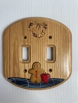 Hand Painted Folk Art  Double Light Switch Wall Plate Cover Oak Wood Gingerbread - £11.90 GBP