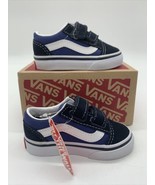 Vans Old Skool V Navy Blue Toddler US Sz 4.0 Hook And Loop Read UK Sz 3.... - $32.71