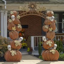 Zaer Ltd. Large Metal Halloween Archway Arbor (Stacked Pumpkins Happy Ha... - £1,579.84 GBP