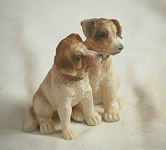 Pair of Mixed Breed Resin Cute Puppy Dogs Figurine Shadow Box Shelf Decor - $9.89