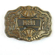 Vintage 1970s Dan Name Belt Buckle Brass tone Metal Oden USA Personalized RARE - £15.92 GBP