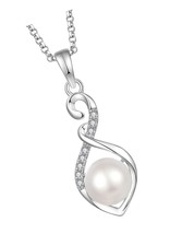 Women Pearl Necklace,925 Sterling Silver Cubic 6mm - £116.08 GBP