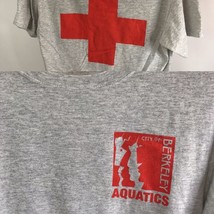 Vintage Tee Berkeley Aquatics Lifeguard T-Shirt Sz S Swim Gray Red - £30.44 GBP