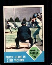 1963 Topps #147 World Series Game 6 Pierce Stars In 3-HIT Victory Vg+ *X103010 - $4.41