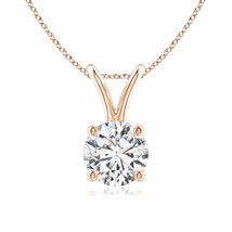 Authenticity Guarantee 
Round Diamond Solitaire V-Bale Pendant in 14K Rose Gold - £1,709.03 GBP
