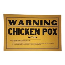 Vtg 1930s Medical Posting Sign Authentic &quot;Warning Chicken Pox Within&quot; 22x14  - £13.83 GBP