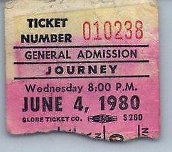 Vintage Journey Ticket Stub June 4 1980 Portland Oregon - £27.24 GBP