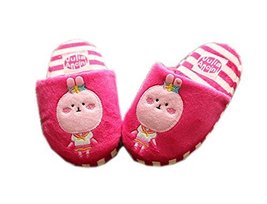 Fuchsia Bunny Girls Slippers Fluzzy Warm Footwear, 3-6 Yrs