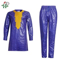 H&amp;D  Clothes for Men Top Pant 2 Pieces Set  Men Outfit Riche Embroidery Shirt Wi - £151.84 GBP