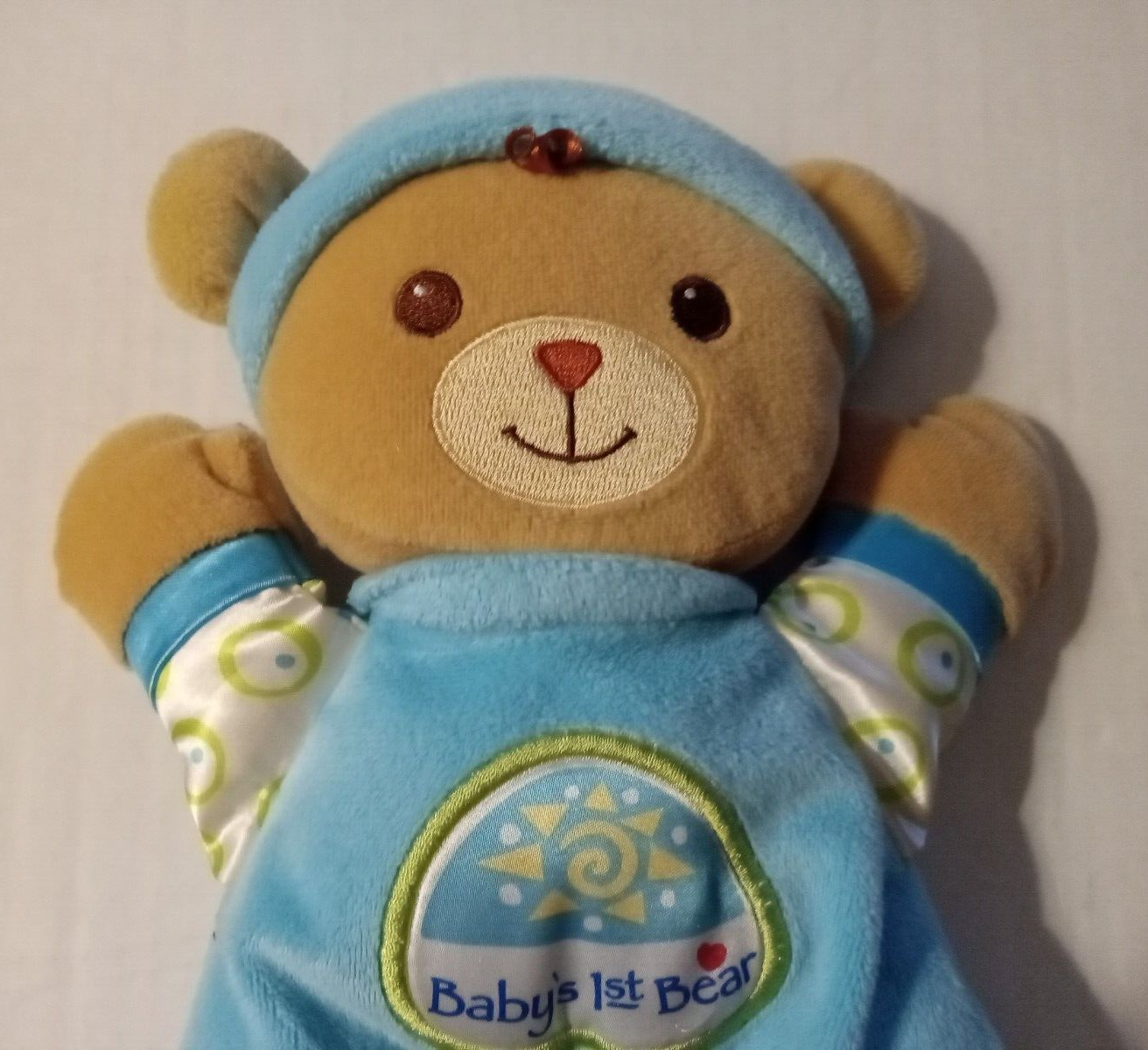 Babys 1st Bear Rattle Teddy Bear Fisher Price Soft Brilliant Basics Plush 10” - £7.43 GBP
