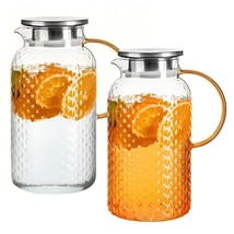 2 glass water bottles, 64 oz glass water bottles with lids and nozzles - $491.02 MXN