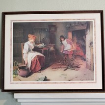 Vintage Carlton G Smith Framed ART Print 1920s Hut Women Cooking 29x23&quot; - £55.45 GBP