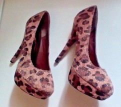 Breckelles Animal Print Leopard Sky High Heel Shoes Angie 35C Size 8.5  - £9.25 GBP