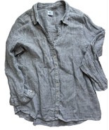 SIGRID OLSEN Womens 1X Button Shirt 100% Linen Black White Stripe Long S... - $373.69 MXN