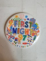 Retro Vintage Pinback Button VTG First Night Salt Lake City 1990s 1997 U... - $9.21