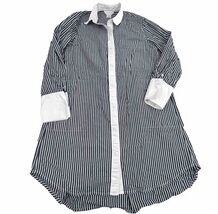 Club Monaco Dress Womens Size S/P Tunic Button Up Pinstripe Blue White - $25.99