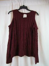 NWT Hippie Rose Junior XS Burgundy LS Crew Neck Peek A Boo Knit Sweater ... - £5.99 GBP