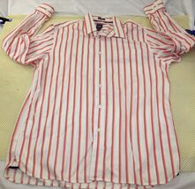Gap Mens Red &amp; White Striped Long Sleeve Shirt Classic Fit L 16-16.5 But... - $11.40
