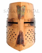 Medieval Knight Templar Crusader Brass Antique Finish Sugar loaf Armor Helmet - £85.48 GBP