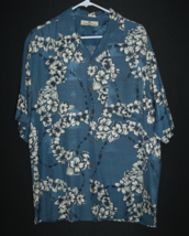 Tommy Bahama Men&#39;s 100% Silk Hawaiian Shirt Blue Size Medium Floral Print - $27.00