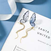 2021 New fashion fine blue butterfly modelling sweet Women earrings  Long tassel - £7.09 GBP