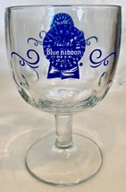 Pabst Blue Ribbon Beer Thumbprint Glass Goblet With Scrolling Detail Vintage - £4.67 GBP