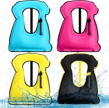 Jerify 4 Pcs Inflatable Snorkel Vest Adults,, Yellow, Rose Red, Black, Blue - £46.34 GBP