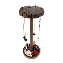 Crystal Pendulum Stand with Tray, Walnut Moon Phase Stone Jewelry Displa... - $29.60