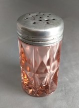 Lot (3) Pink Depression Glass Items:  Candle Holder, Salt Shaker, Doric Tray - £19.47 GBP