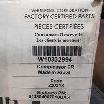 Genuine OEM Whirlpool Compressor W10832994 New In Box - £191.87 GBP