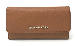 Michael Kors Jet Set Large Trifold Wallet Brown Leather 35S8GTVF7L Lugga... - $79.18