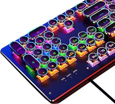 Basaltech Typewriter Keyboard, Mechanical Keyboard With Led Backlight, Steampunk - $51.99