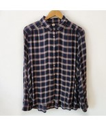 Ann Taylor LOFT The Softened Shirt Blue Red Plaid V Half Button Shirt Bl... - $349.55 MXN