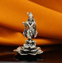 925 sterling silver Krishna with flute standing statue  puja article art159 - $78.20