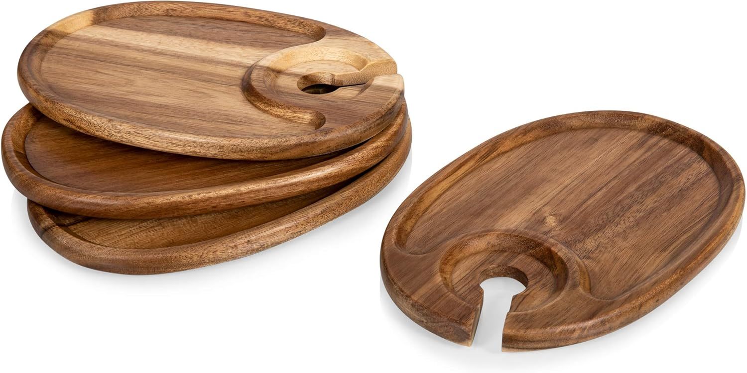 Picnic Time Toscana -Wine Appetizer Plates, Cocktail Plate With Glass, S... - $41.92