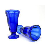 Set of 2 VTG Anchor Hocking Cobalt Blue Ice Cream Parfait Fountain-ware ... - £16.69 GBP