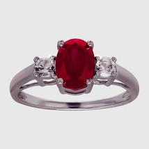 2Ct Lab-Created Ruby &amp; White CZ Women Ring in 14K white Gold Plated Silver Gift - £65.05 GBP