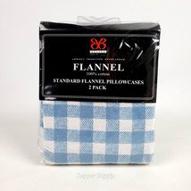 BIBB Pillowcases 2 Pack Light Blue Flannel Checkered New - £11.74 GBP