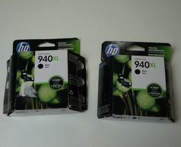 Lot of 2 HP 940XL (C4906AN) Black Ink Cartridges 2-Pack GENUINE NEW Exp: 2017 - £17.39 GBP
