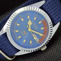 Vintage Citizen Auto 8200 Japan Mens D/D Refurbished Blue Watch 557a-a295366-6 - £18.36 GBP