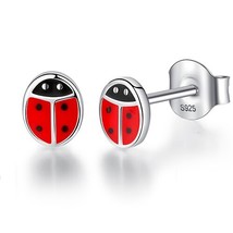 ELESHE Spring Cute 925 Silver Exquisite Earrings Heart Red Stud Earrings for Wom - £14.62 GBP