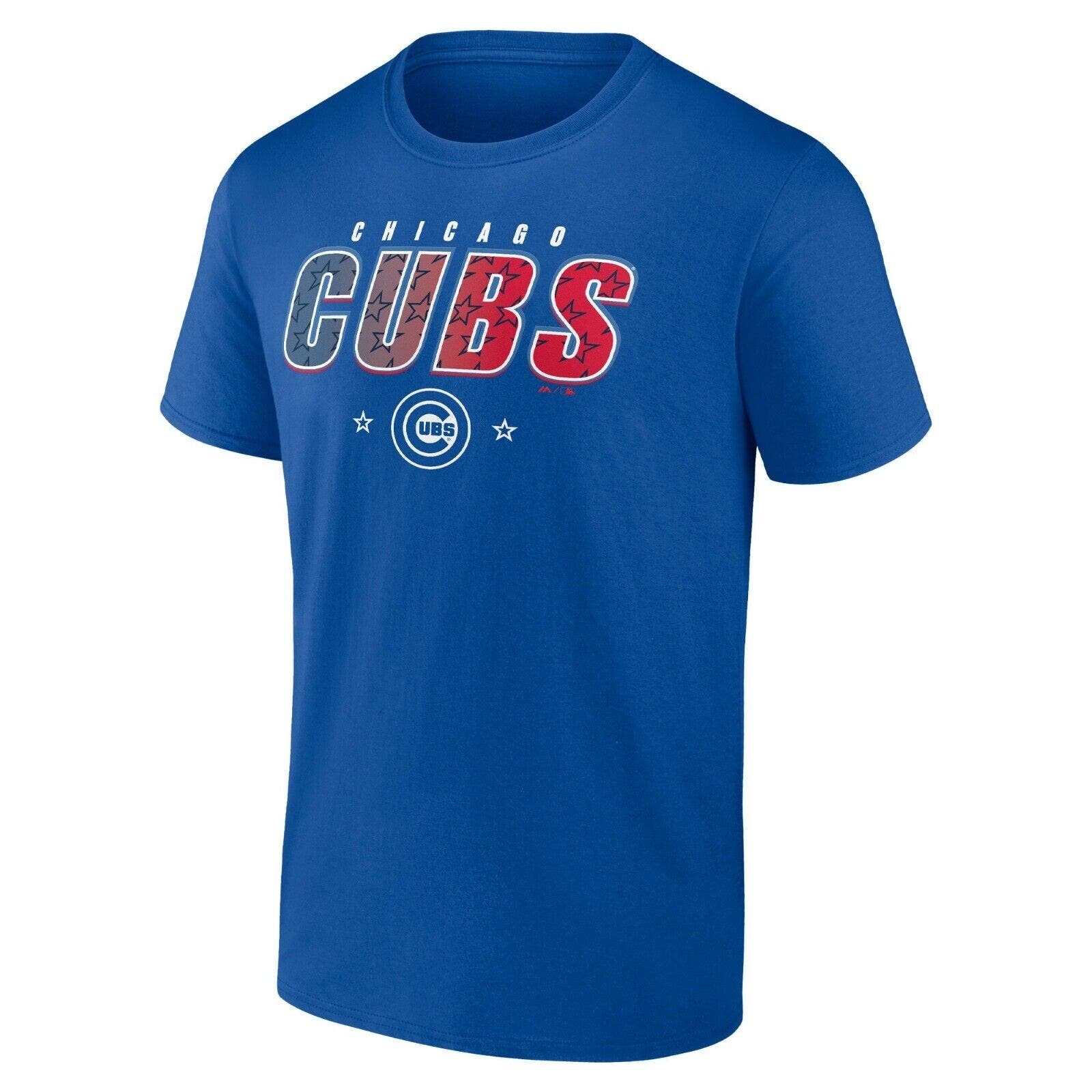 Primary image for Chicago Cubs Baseball Blue TShirt Majestic MLB Screen Print Mens XL NEW