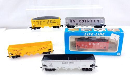 5 HO Scale Hoppers 3 Quad &amp; 2 Coal Cars With Loads - $19.79