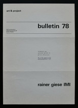 Art &amp; Project # RAINER GIESE IMI, Bulletin 78 # 1974, mint- - £42.42 GBP
